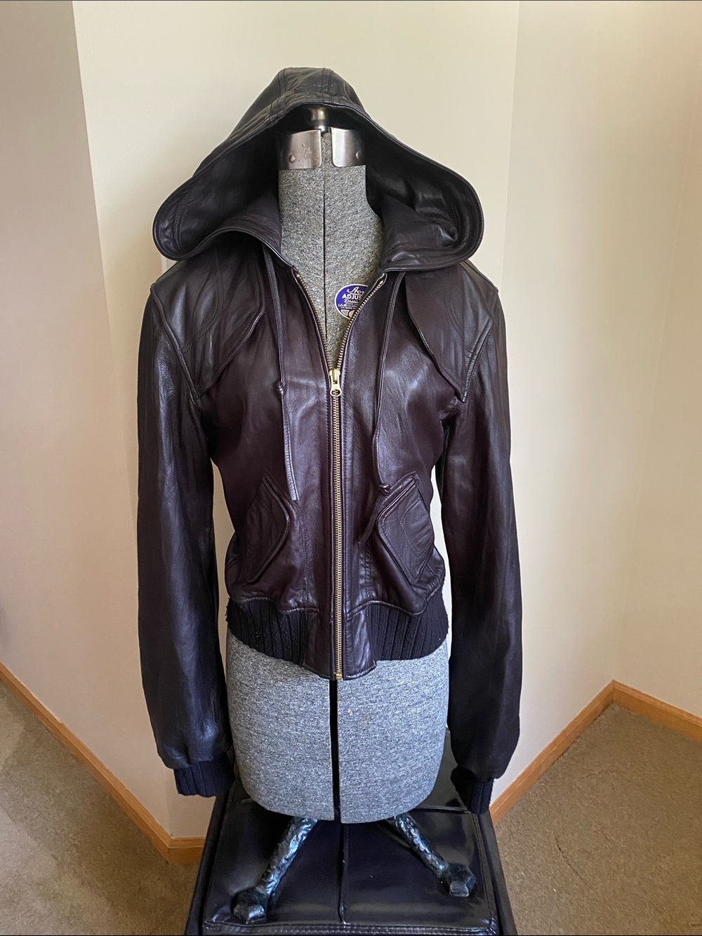 Mike & Chris Black Leather Jacket with Hood - Picture 2 of 11